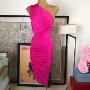 AMANDA UPRICHARD Elegant Pink One-Shoulder Dress Size S